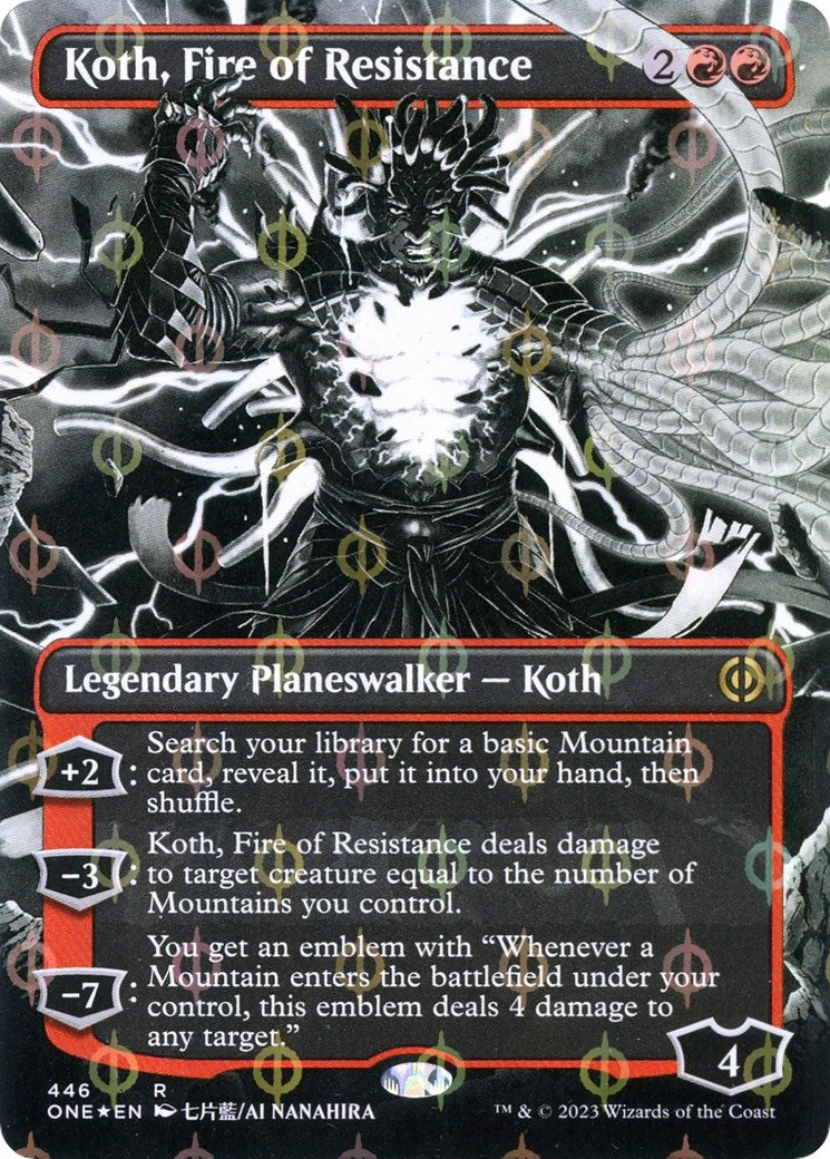 Image for Koth, Fire of Resistance (Borderless) (Step-and-Compleat Foil) (Phyrexia: All Will Be One) (446) - Magic: The Gathering