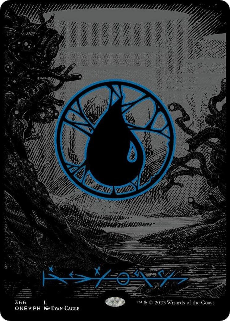 Image for Island (Phyrexian) - Full Art (Oil Slick Raised Foil) (Phyrexia: All Will Be One) (366) - Magic: The Gathering