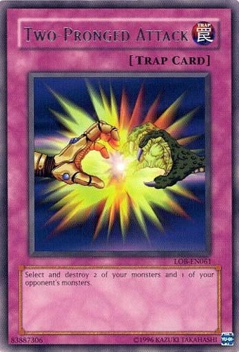 Image for Two-Pronged Attack (Legend of Blue Eyes White Dragon (Worldwide English)) (LOB-EN061) - YuGiOh