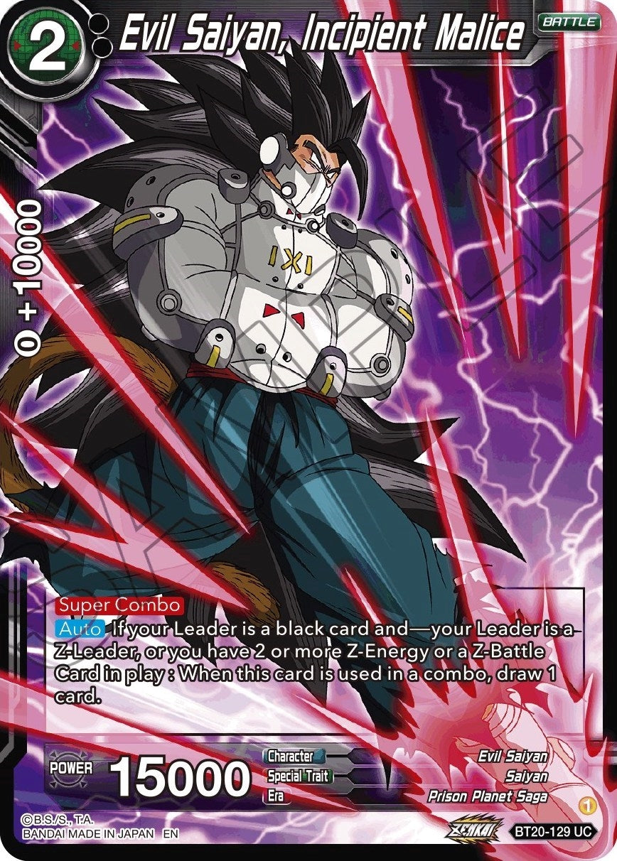 Image for Evil Saiyan, Incipient Malice (Power Absorbed) (BT20-129) - Dragon Ball Super: Masters