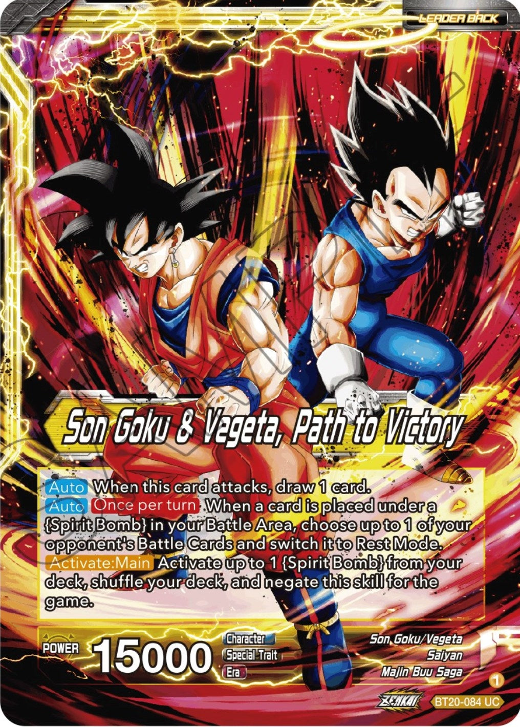 Image for SS Vegito // Son Goku & Vegeta, Path to Victory (Power Absorbed) (BT20-084) - Dragon Ball Super: Masters