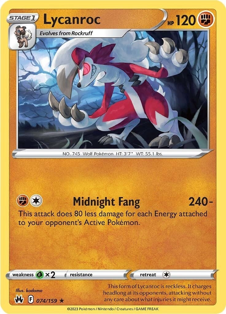 Image for Lycanroc (Crown Zenith) (074/159) - Pokemon