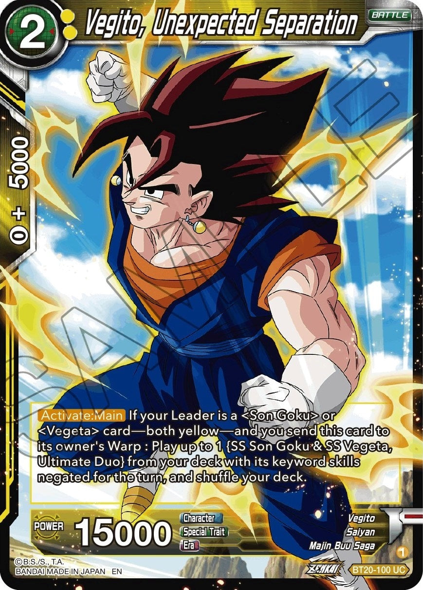 Image for Vegito, Unexpected Separation (Power Absorbed) (BT20-100) - Dragon Ball Super: Masters