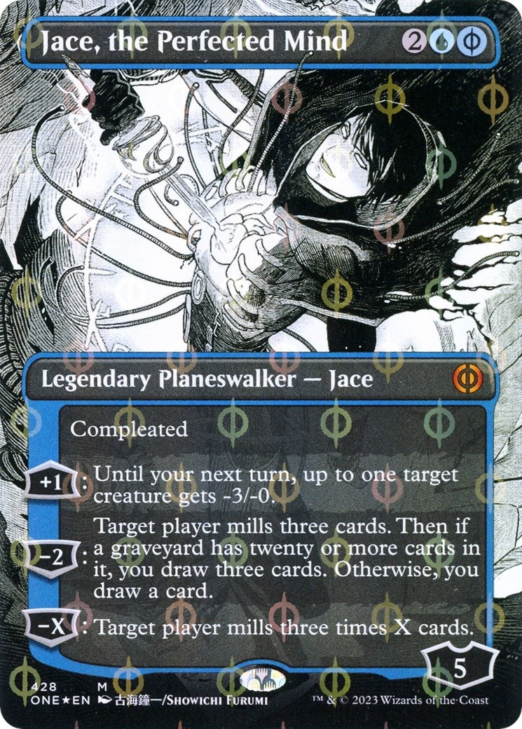 Image for Jace, the Perfected Mind (Borderless) (Step-and-Compleat Foil) (Phyrexia: All Will Be One) (428) - Magic: The Gathering