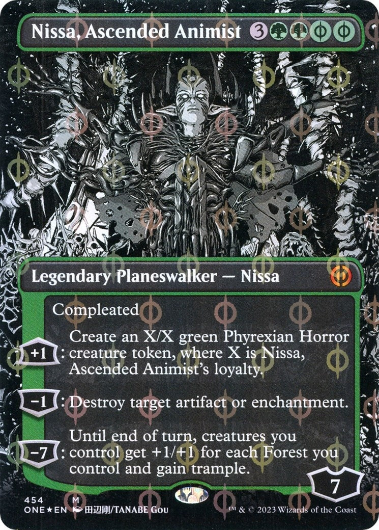 Image for Nissa, Ascended Animist (Borderless) (Step-and-Compleat Foil) (Phyrexia: All Will Be One) (454) - Magic: The Gathering