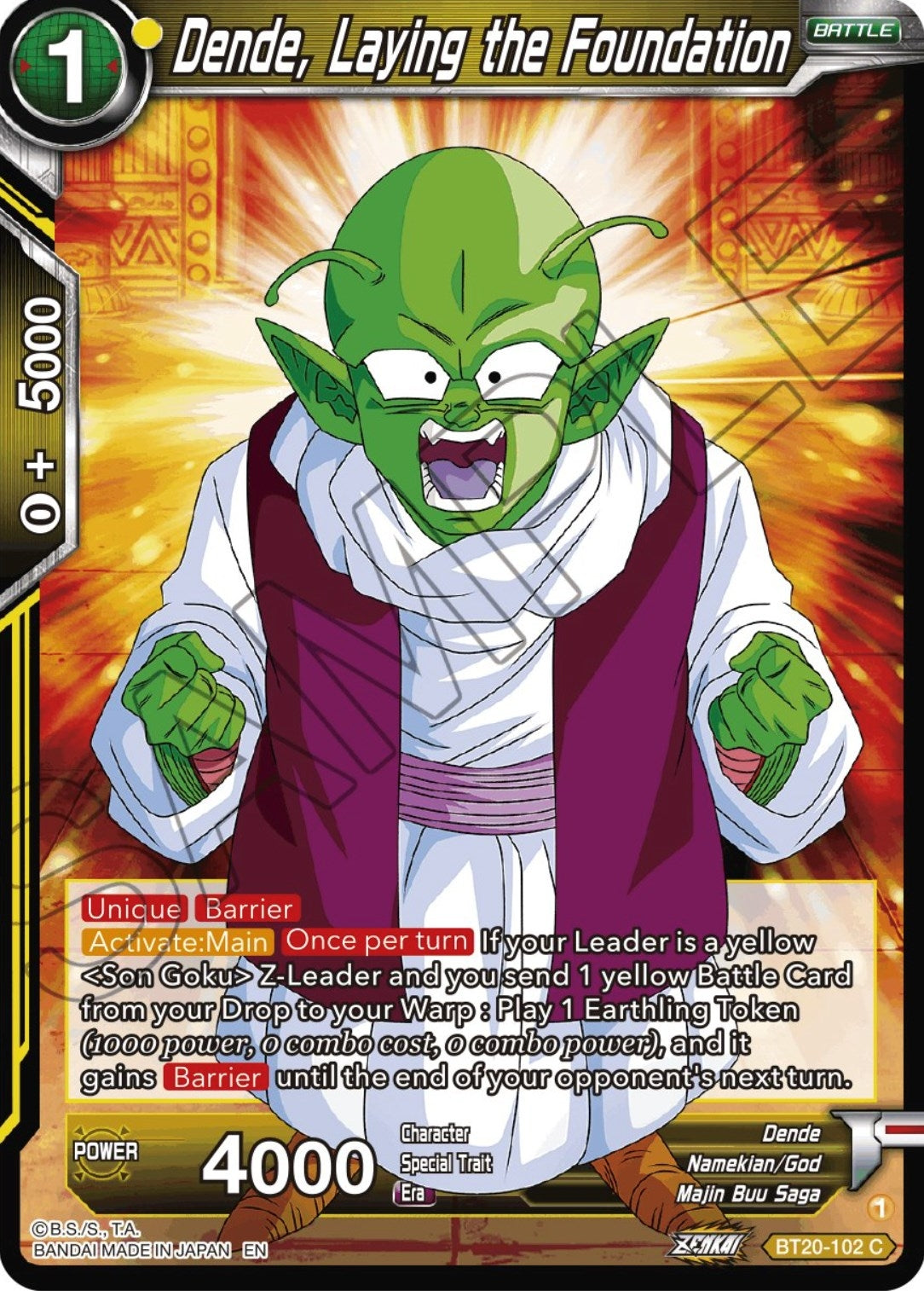 Image for Dende, Laying the Foundation (Power Absorbed) (BT20-102) - Dragon Ball Super: Masters