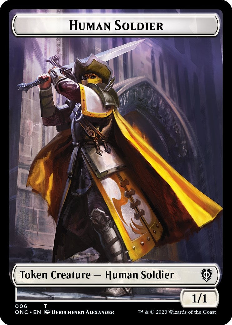 Image for Human Soldier // Elephant Double-Sided Token (Commander: Phyrexia: All Will Be One) (6 // 14) - Magic: The Gathering