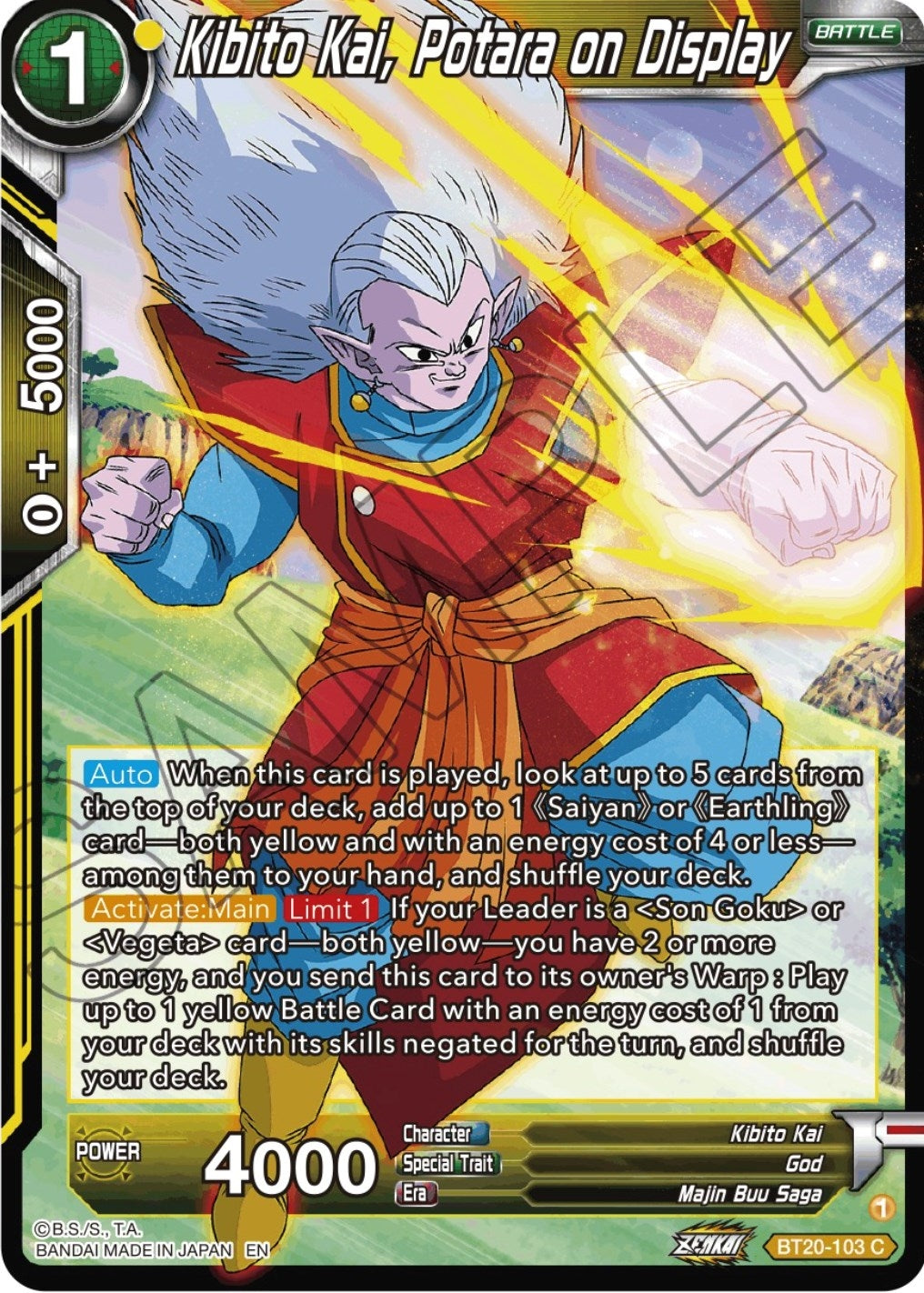 Image for Kibito Kai, Potara on Display (Power Absorbed) (BT20-103) - Dragon Ball Super: Masters