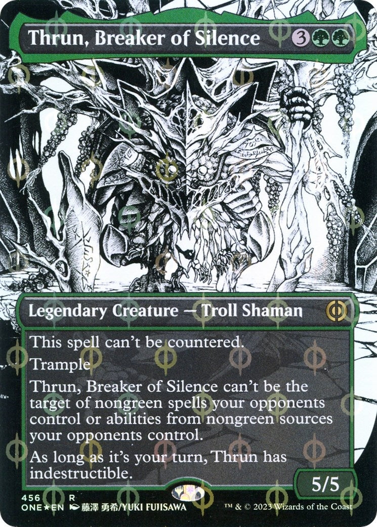 Image for Thrun, Breaker of Silence (Borderless) (Step-and-Compleat Foil) (Phyrexia: All Will Be One) (456) - Magic: The Gathering