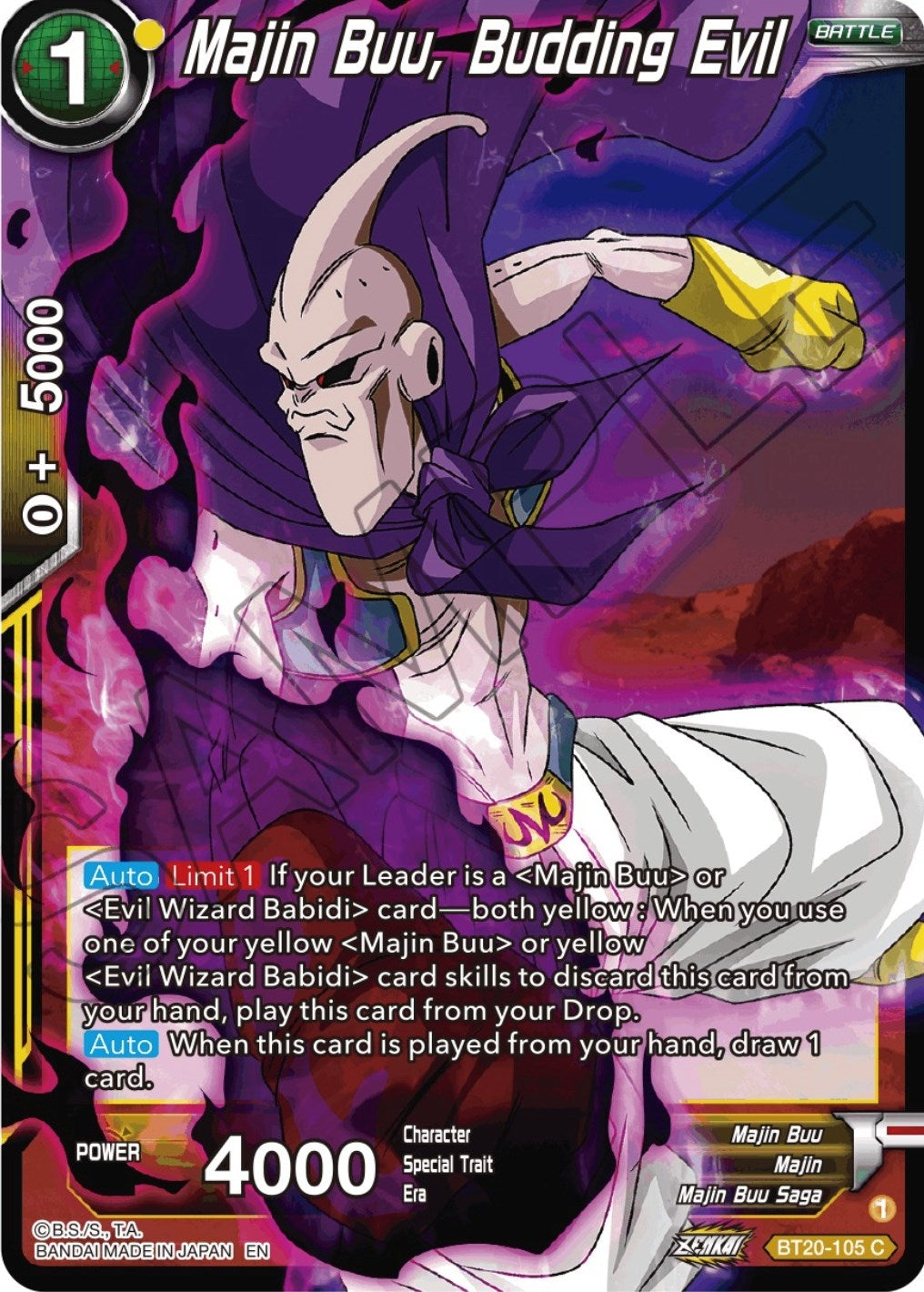 Image for Majin Buu, Budding Evil (Power Absorbed) (BT20-105) - Dragon Ball Super: Masters