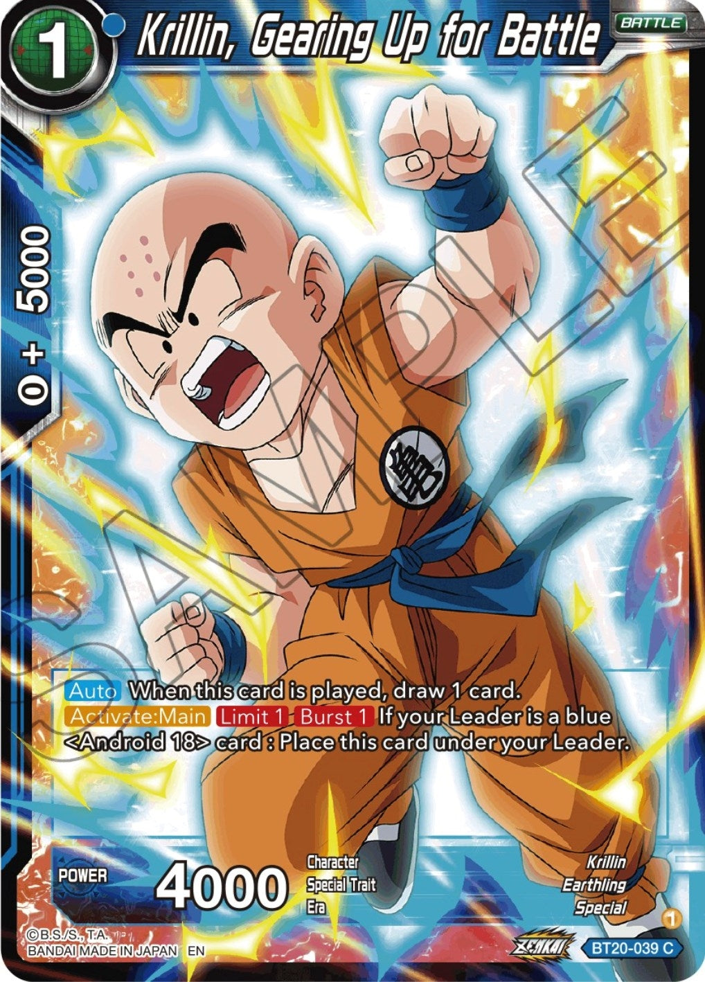 Image for Krillin, Gearing Up for Battle (Power Absorbed) (BT20-039) - Dragon Ball Super: Masters