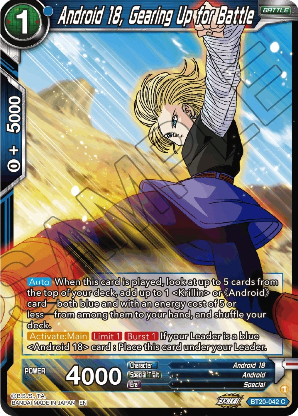 Image for Android 18, Gearing Up for Battle (Power Absorbed) (BT20-042) - Dragon Ball Super: Masters
