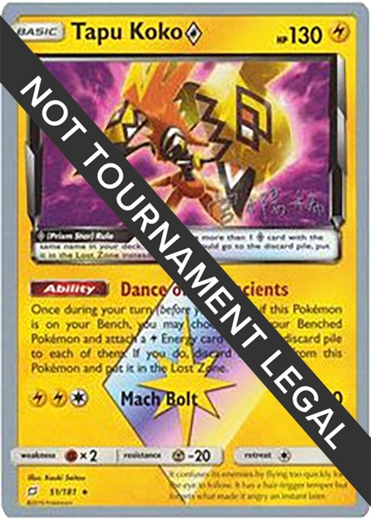 Image for Tapu Koko Prism Star - 2019 (Haruki Miyamoto) (World Championship Decks) (51/181) - Pokemon