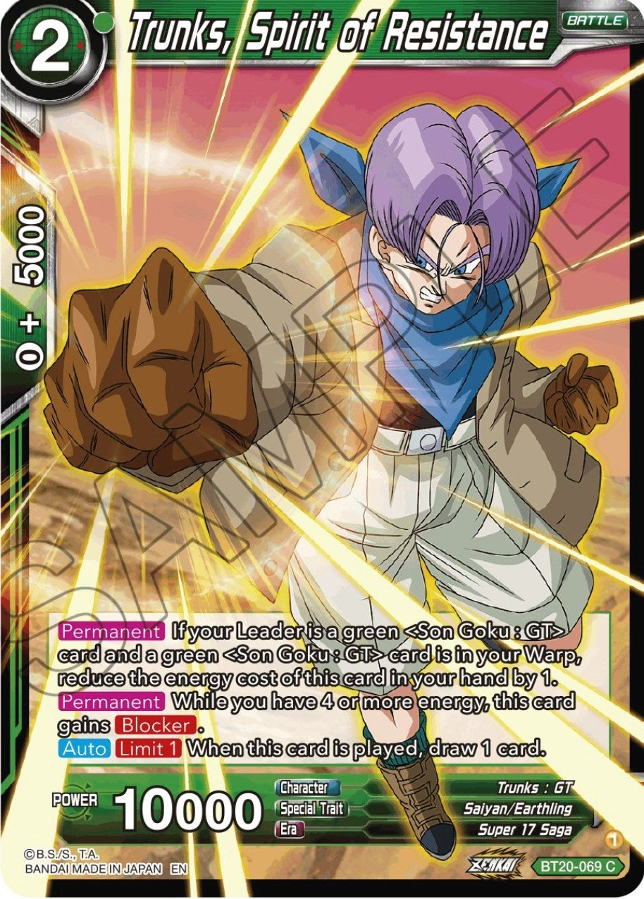 Image for Trunks, Spirit of Resistance (Power Absorbed) (BT20-069) - Dragon Ball Super: Masters