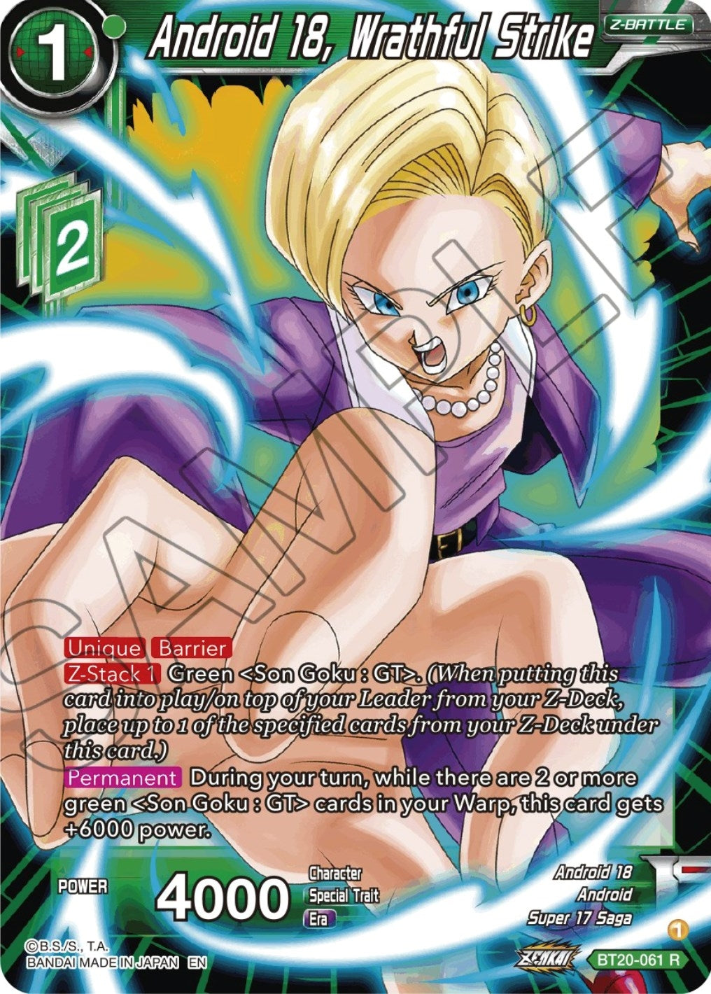 Image for Android 18, Wrathful Strike (Power Absorbed) (BT20-061) - Dragon Ball Super: Masters
