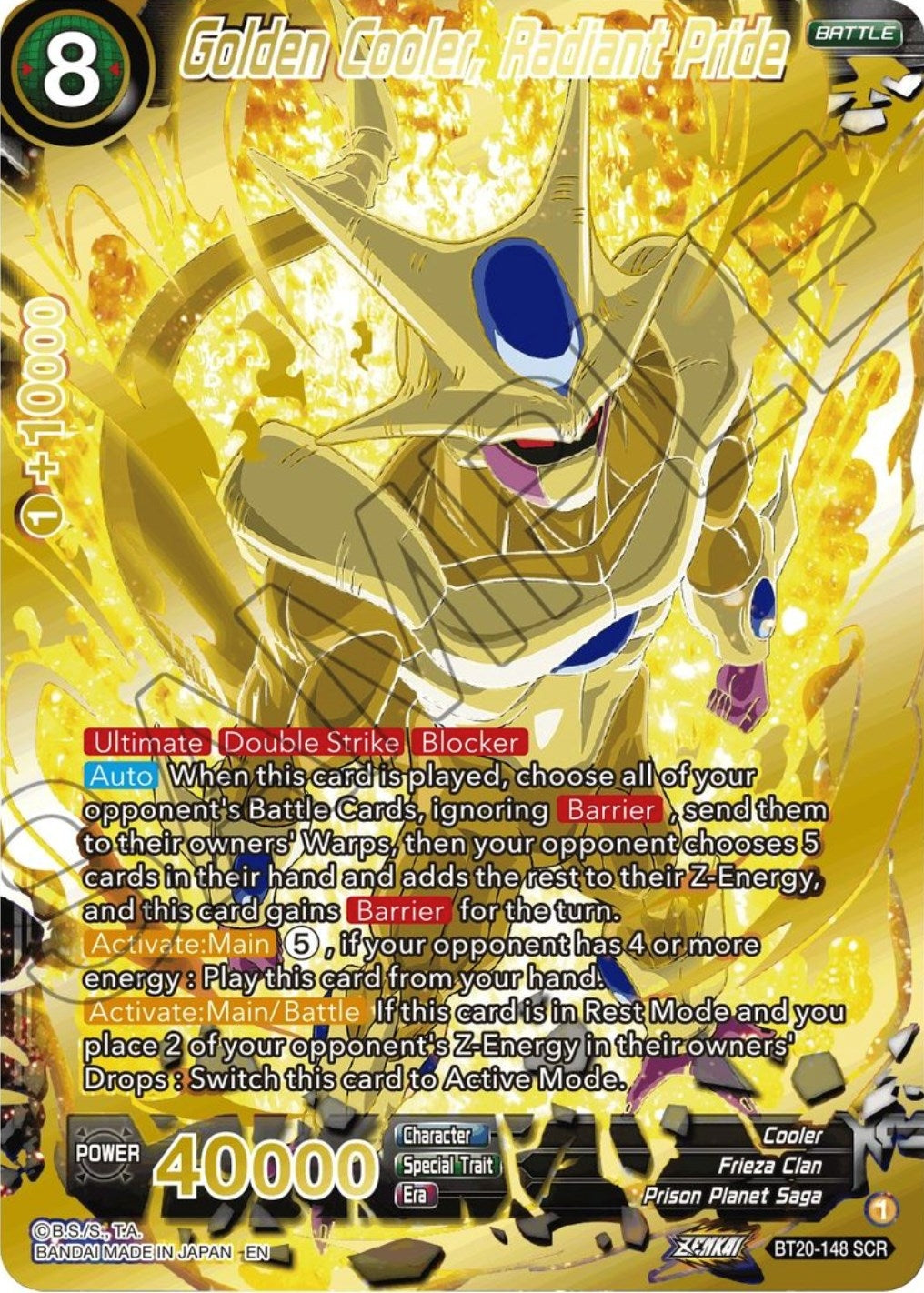 Image for Golden Cooler, Radiant Pride (SCR) (Power Absorbed) (BT20-148) - Dragon Ball Super: Masters