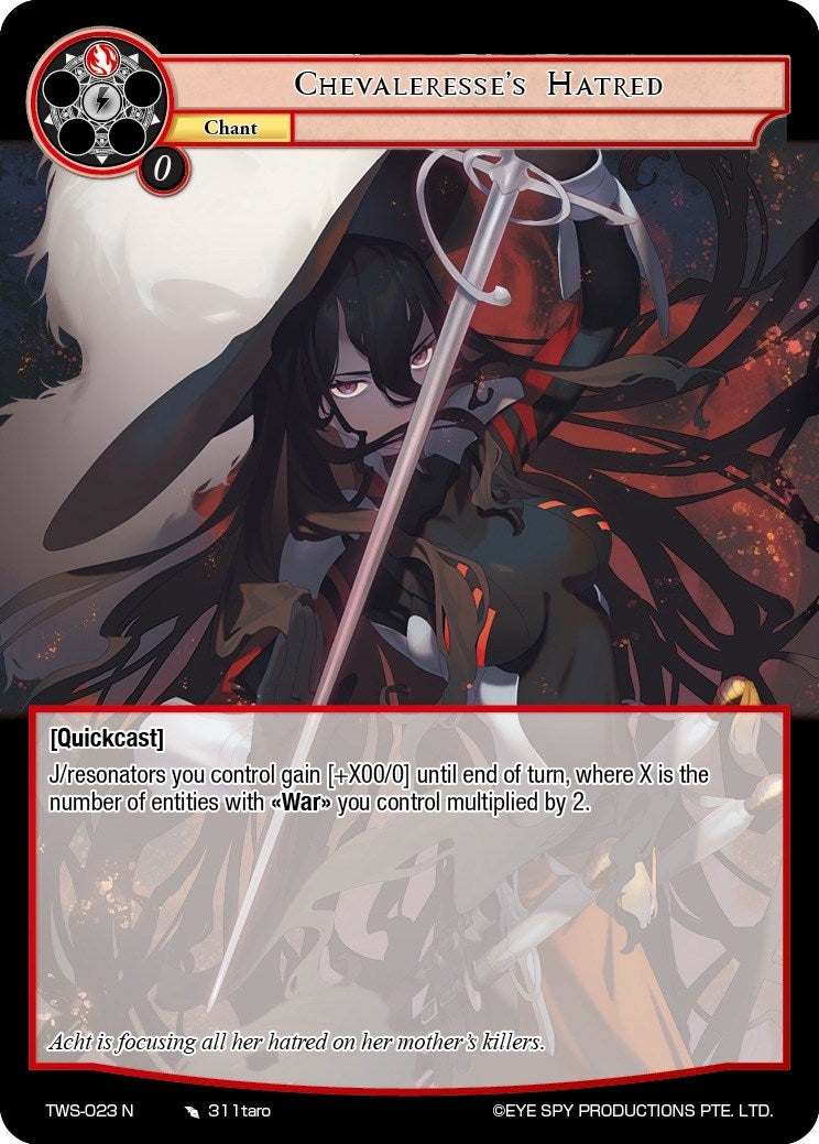 Image for Chevaleresse's Hatred (The War of the Suns) (TWS-023 N) - Force of Will