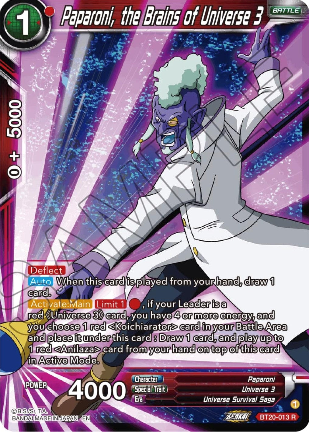 Image for Paparoni, the Brains of Universe 3 (Power Absorbed) (BT20-013) - Dragon Ball Super: Masters