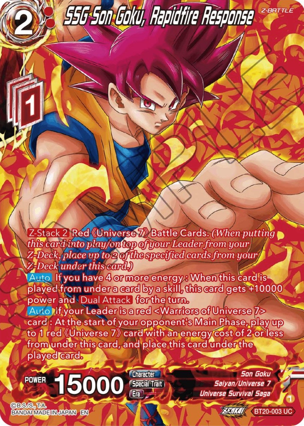 Image for SSG Son Goku, Rapidfire Response (Silver Foil) (Power Absorbed) (BT20-003) - Dragon Ball Super: Masters