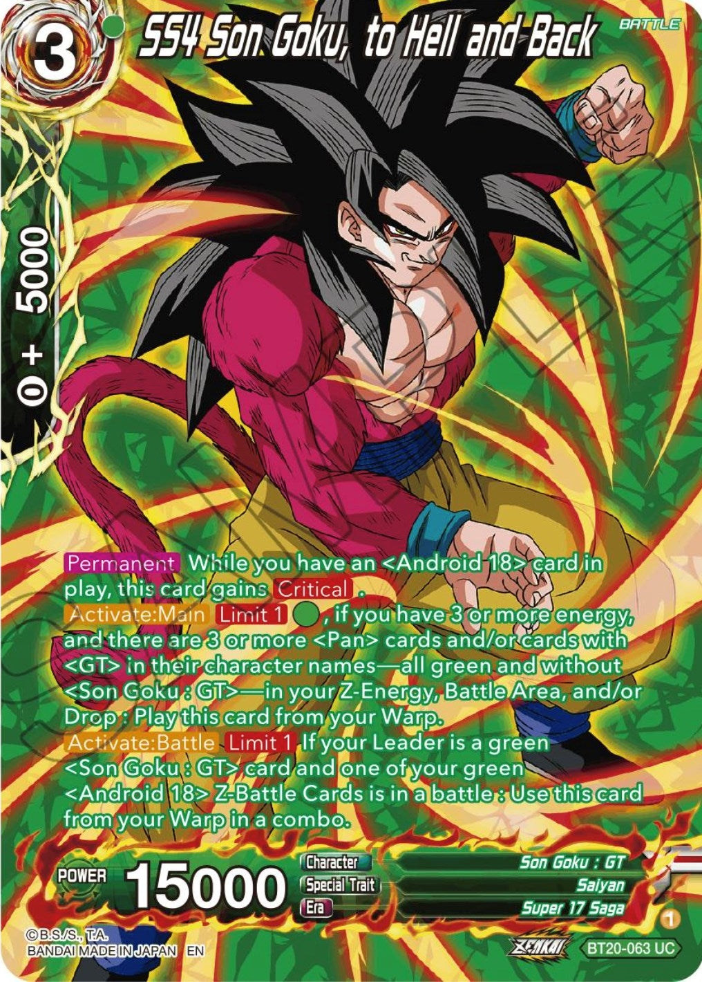 Image for SS4 Son Goku, to Hell and Back (Silver Foil) (Power Absorbed) (BT20-063) - Dragon Ball Super: Masters