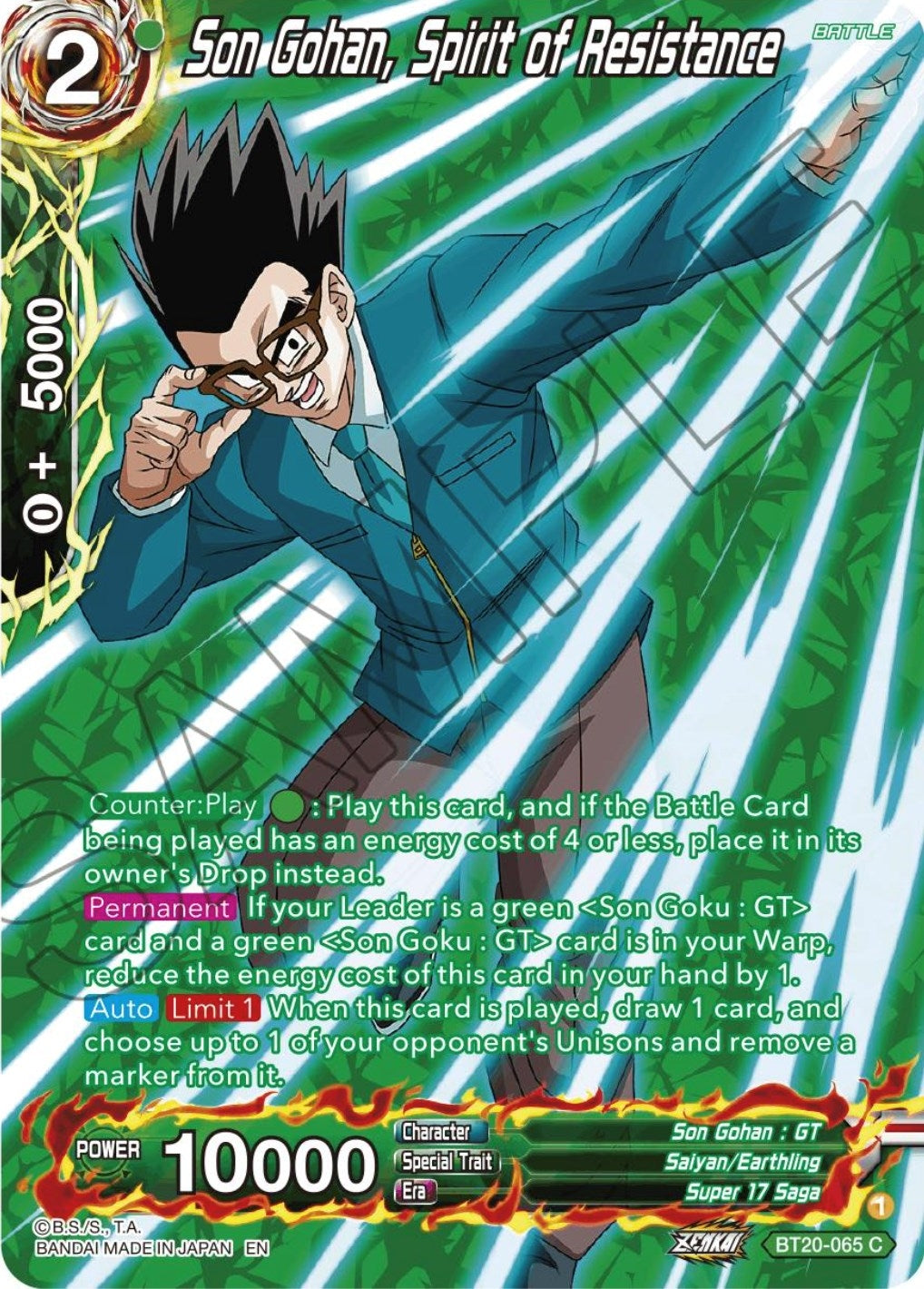 Image for Son Gohan, Spirit of Resistance (Silver Foil) (Power Absorbed) (BT20-065) - Dragon Ball Super: Masters