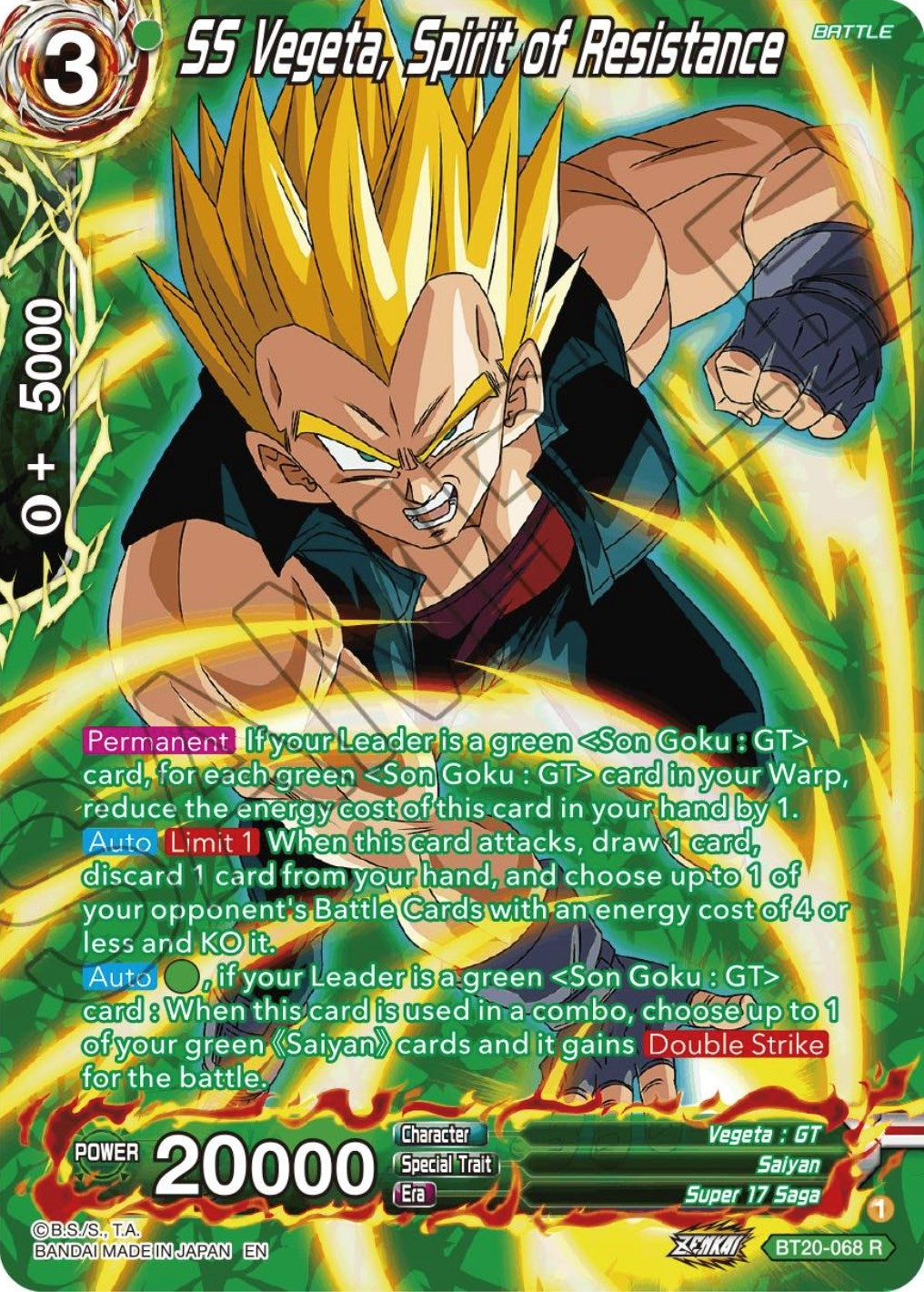 Image for SS Vegeta, Spirit of Resistance (Silver Foil) (Power Absorbed) (BT20-068) - Dragon Ball Super: Masters