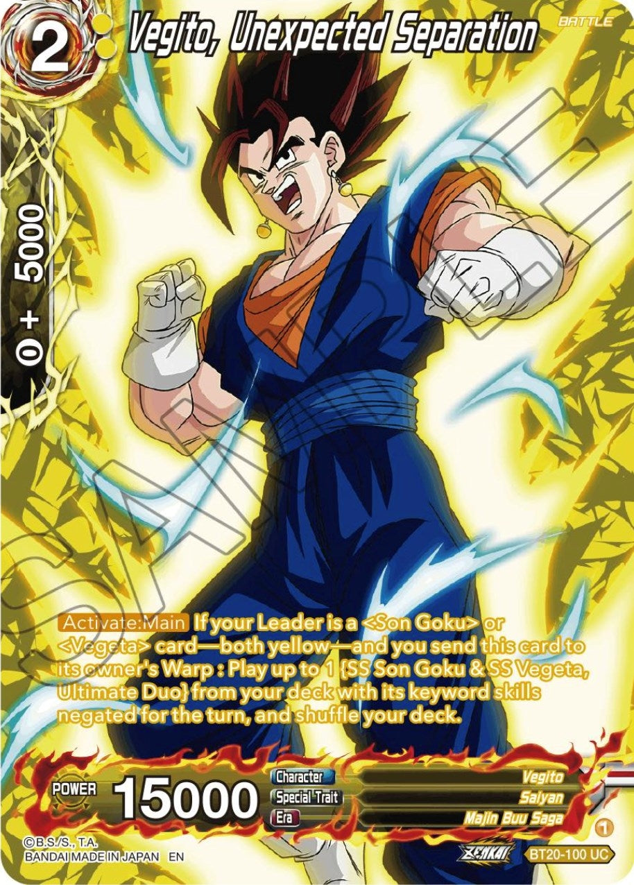 Image for Vegito, Unexpected Separation (Silver Foil) (Power Absorbed) (BT20-100) - Dragon Ball Super: Masters