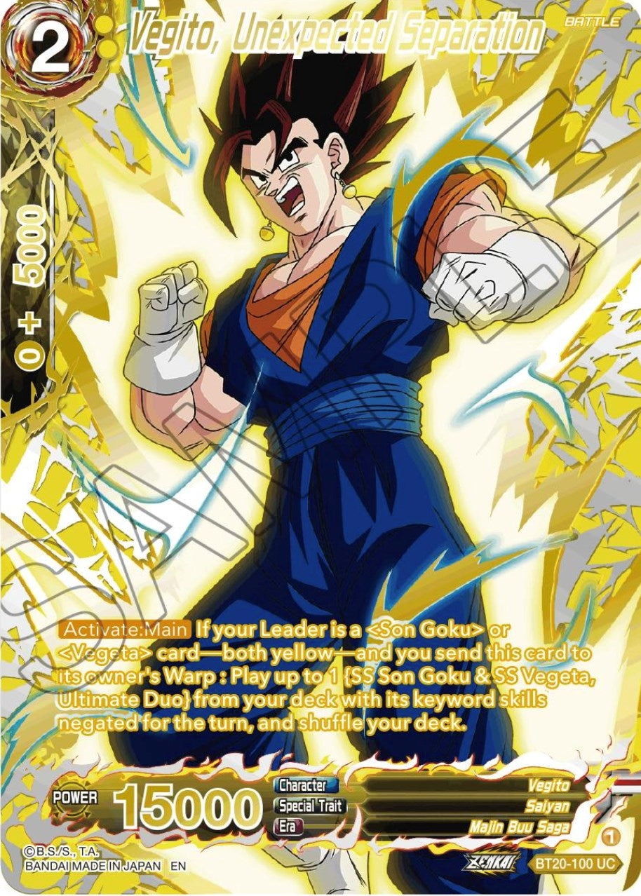 Image for Vegito, Unexpected Separation (Gold-Stamped) (Power Absorbed) (BT20-100) - Dragon Ball Super: Masters