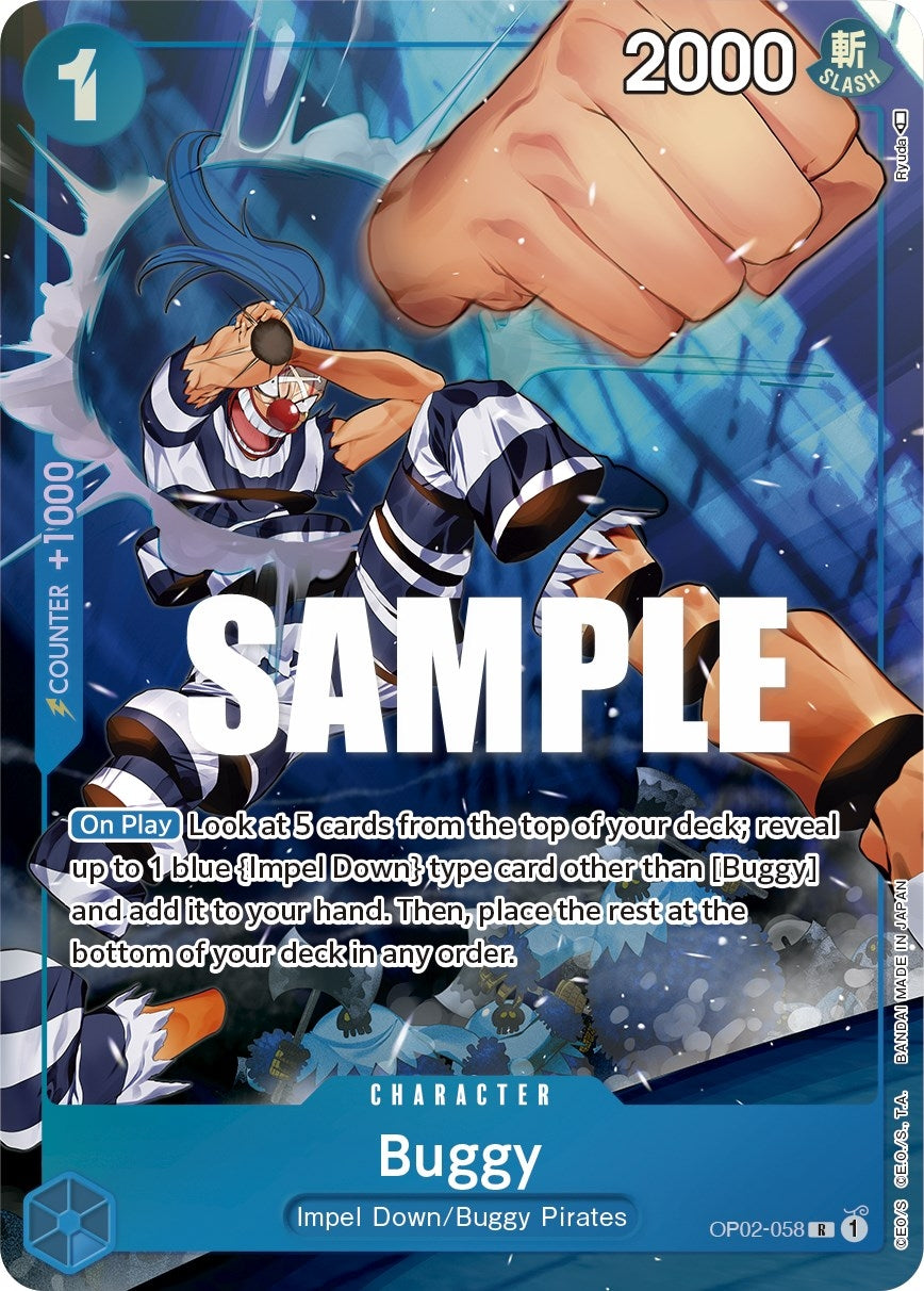 Image for Buggy (Alternate Art) (Paramount War) (OP02-058) - One Piece Card Game