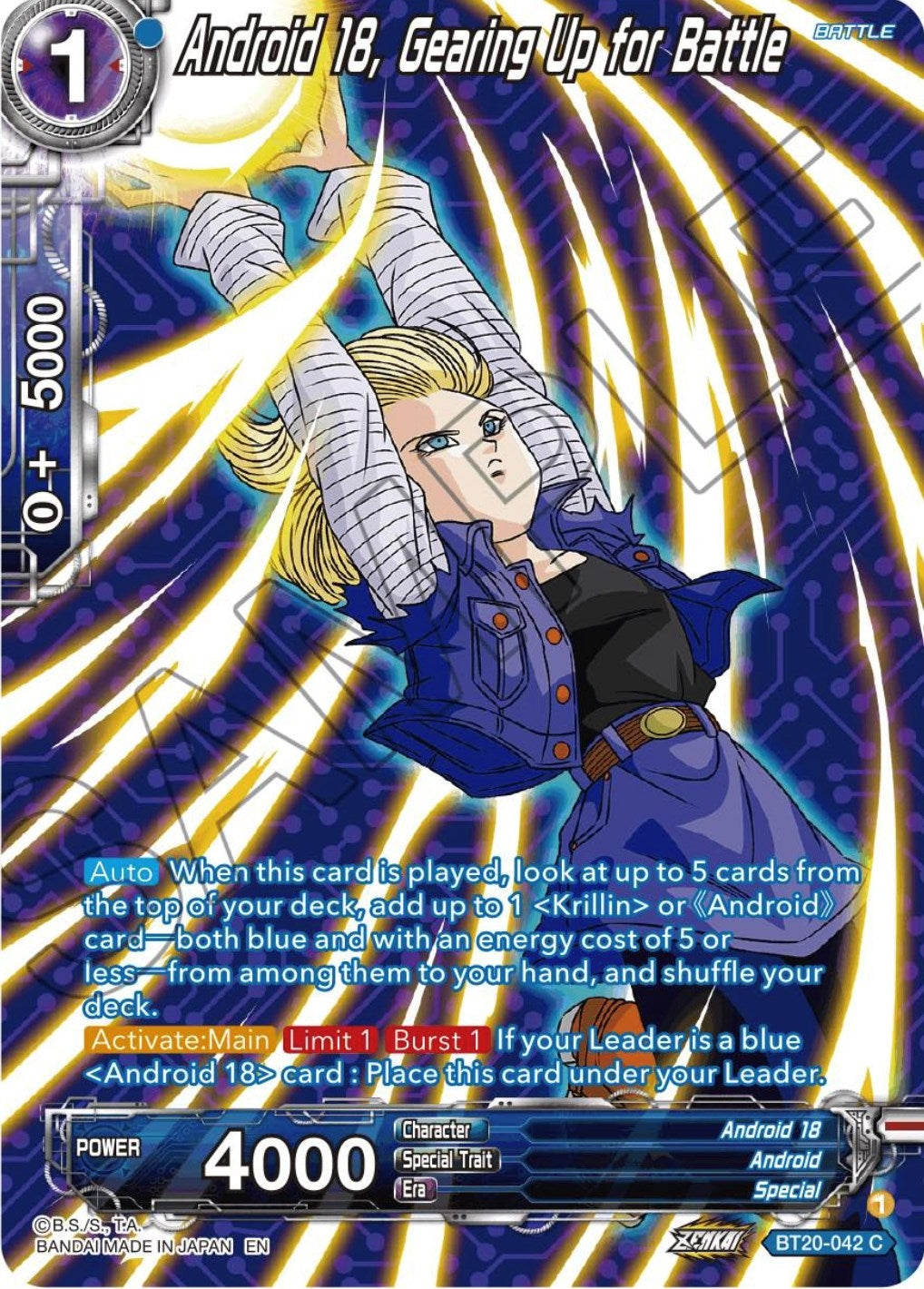 Image for Android 18, Gearing Up for Battle (Silver Foil) (Power Absorbed) (BT20-042) - Dragon Ball Super: Masters