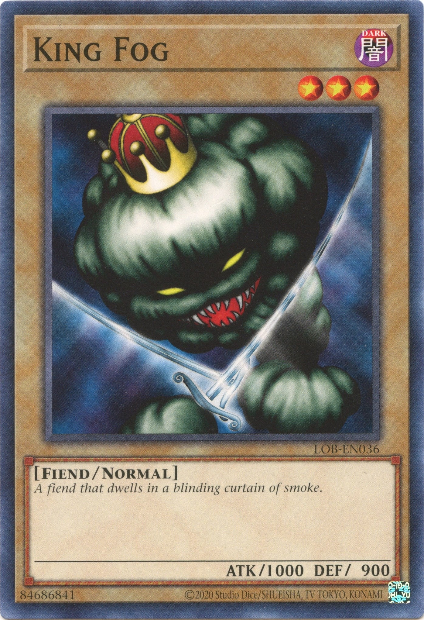 Image for King Fog (Legend of Blue Eyes White Dragon (25th Anniversary Edition)) (LOB-EN036) - YuGiOh