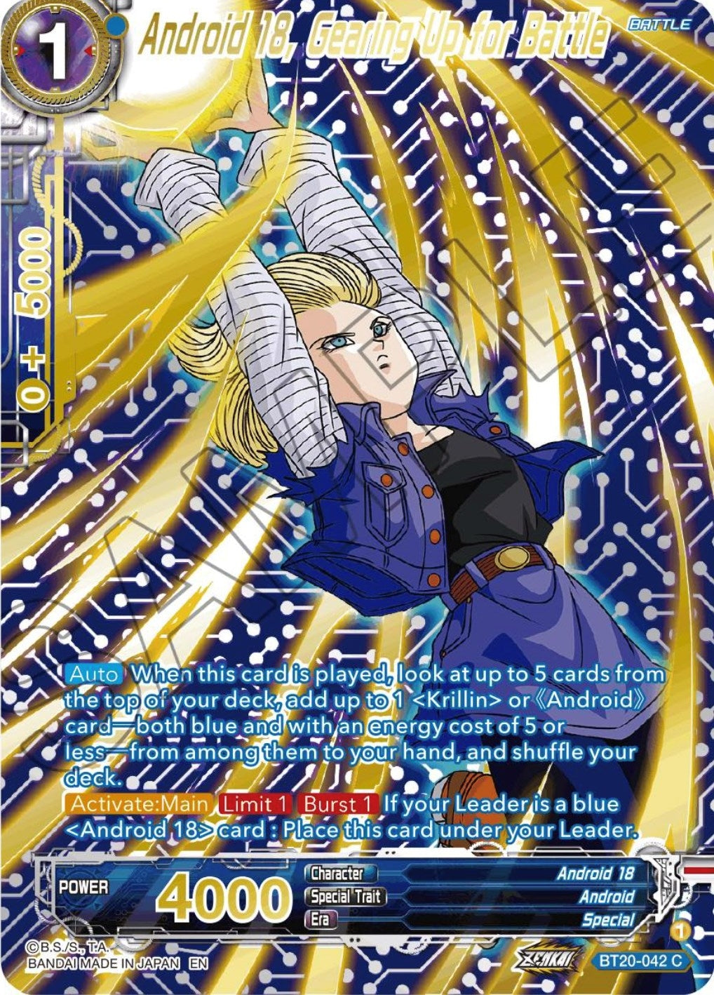 Image for Android 18, Gearing Up for Battle (Gold-Stamped) (Power Absorbed) (BT20-042) - Dragon Ball Super: Masters