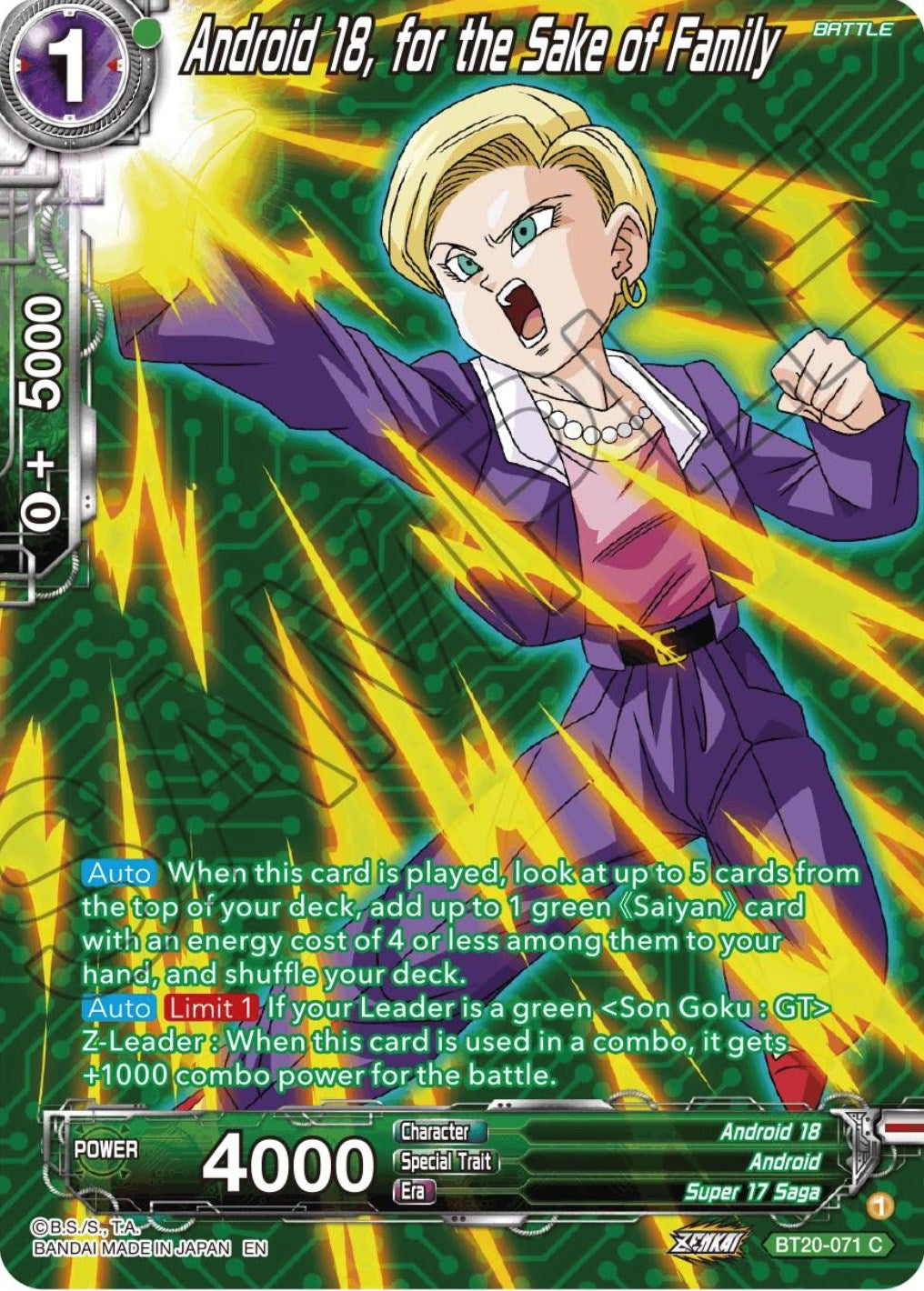 Image for Android 18, for the Sake of Family (Silver Foil) (Power Absorbed) (BT20-071) - Dragon Ball Super: Masters
