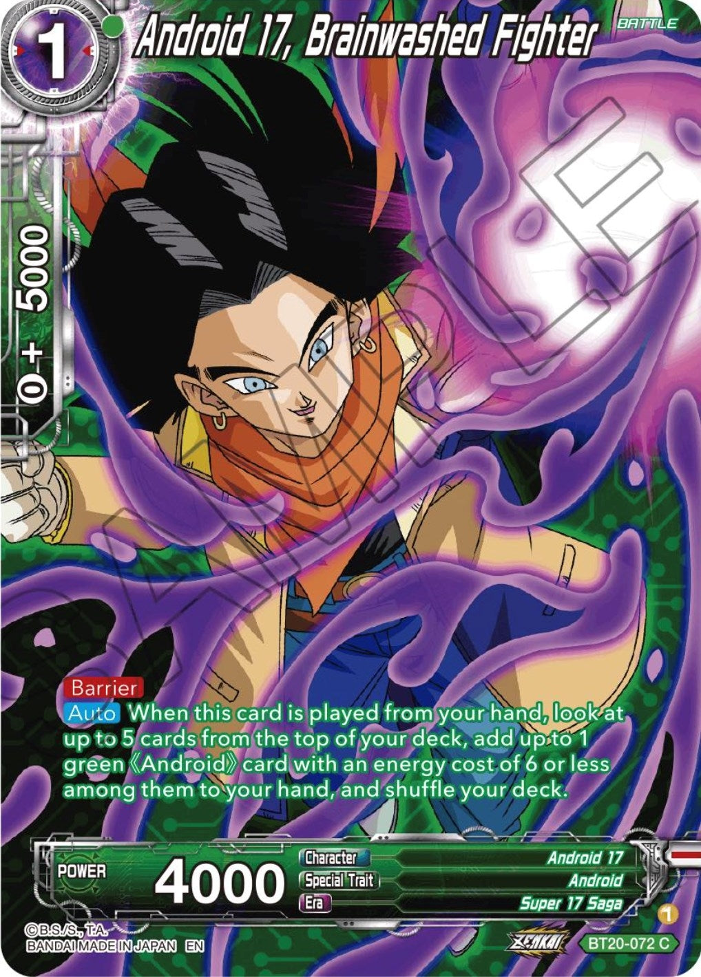 Image for Android 17, Brainwashed Fighter (Silver Foil) (Power Absorbed) (BT20-072) - Dragon Ball Super: Masters