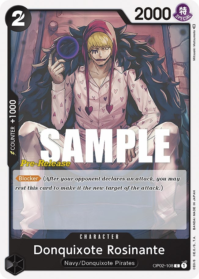 Image for Donquixote Rosinante (Paramount War Pre-Release Cards) (OP02-108) - One Piece Card Game