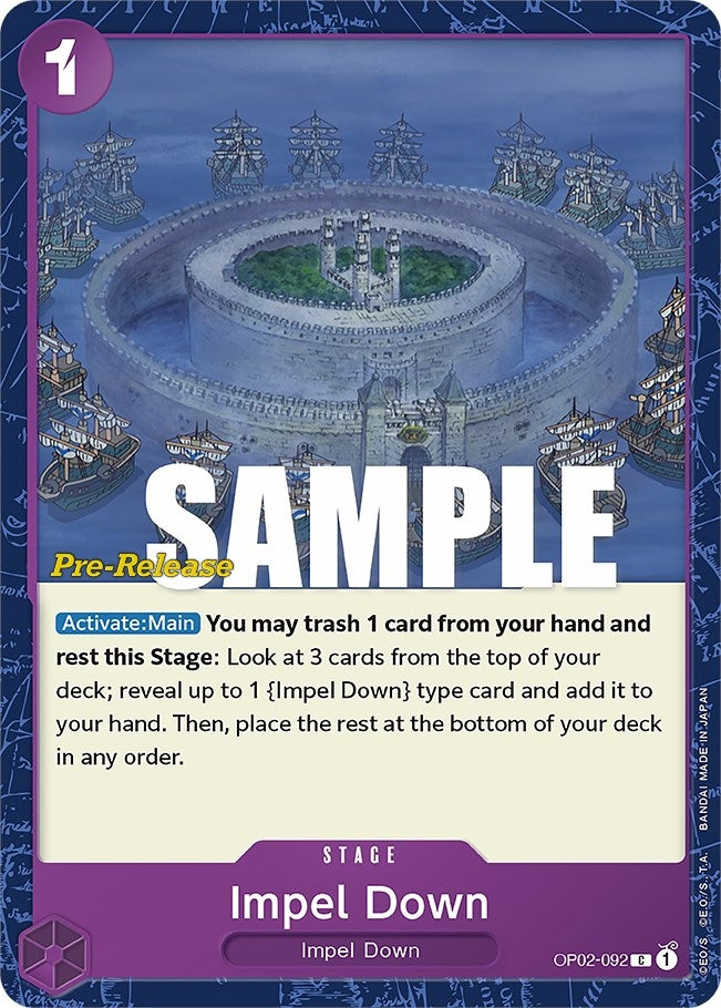 Image for Impel Down (Paramount War Pre-Release Cards) (OP02-092) - One Piece Card Game