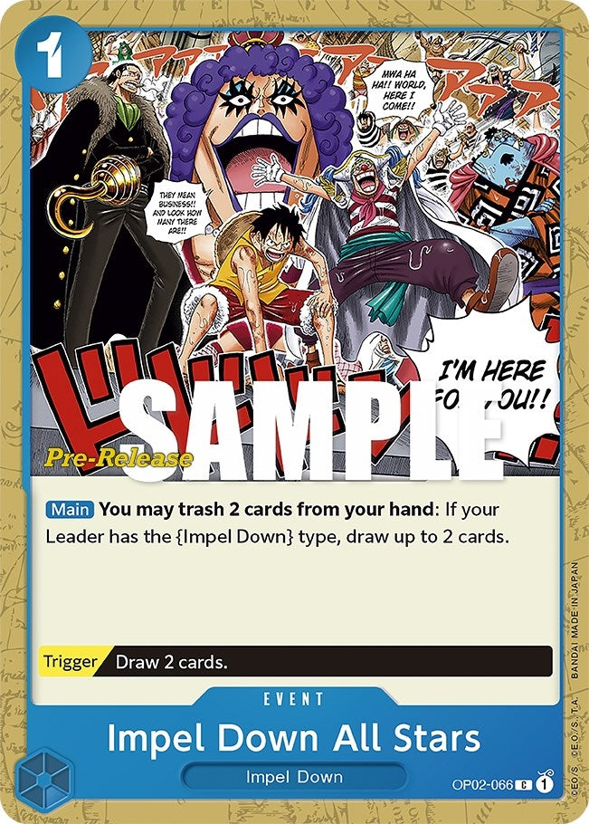 Image for Impel Down All Stars (Paramount War Pre-Release Cards) (OP02-066) - One Piece Card Game