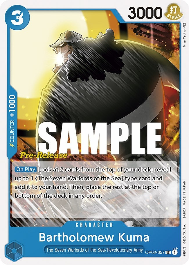 Image for Bartholomew Kuma (Paramount War Pre-Release Cards) (OP02-057) - One Piece Card Game