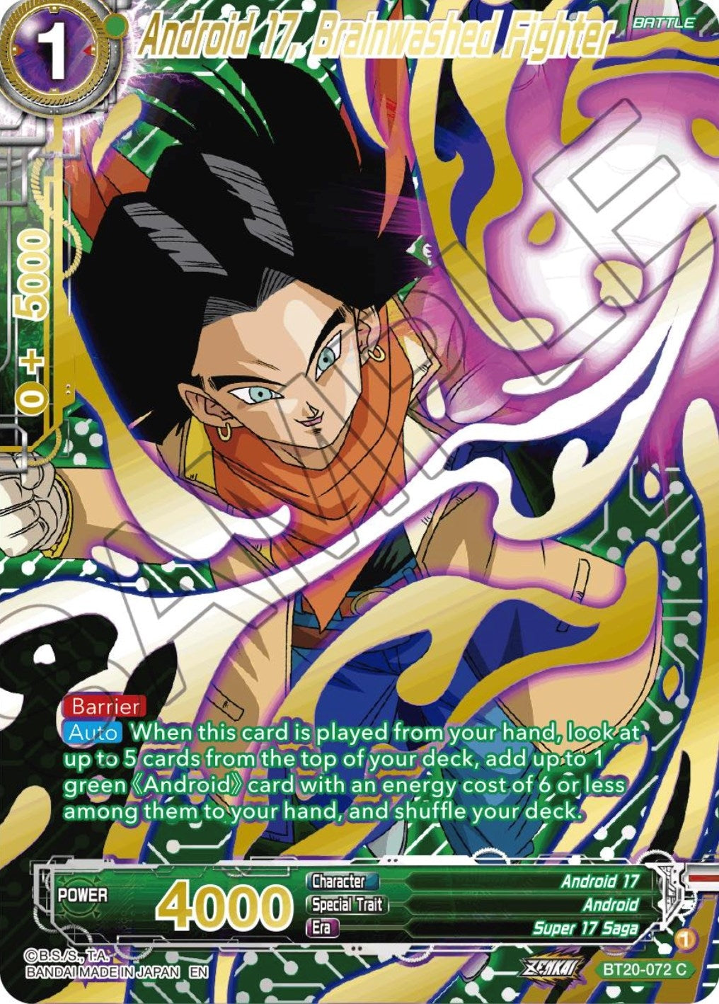Image for Android 17, Brainwashed Fighter (Gold-Stamped) (Power Absorbed) (BT20-072) - Dragon Ball Super: Masters