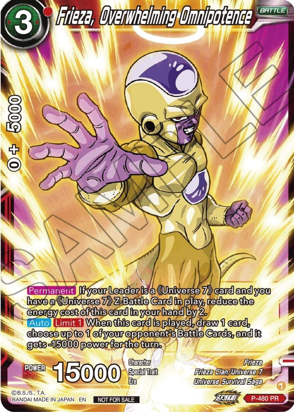 Image for Frieza, Overwhelming Omnipotence (Zenkai Series Tournament Pack Vol.3) (Tournament Promotion Cards) (P-480) - Dragon Ball Super: Masters