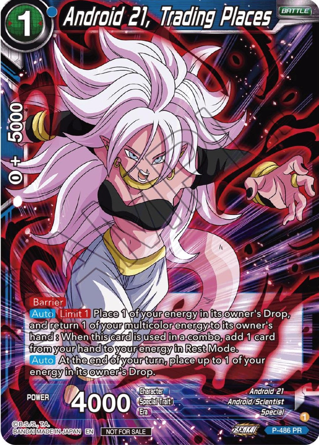 Image for Android 21, Trading Places (Zenkai Series Tournament Pack Vol.3) (Tournament Promotion Cards) (P-486) - Dragon Ball Super: Masters