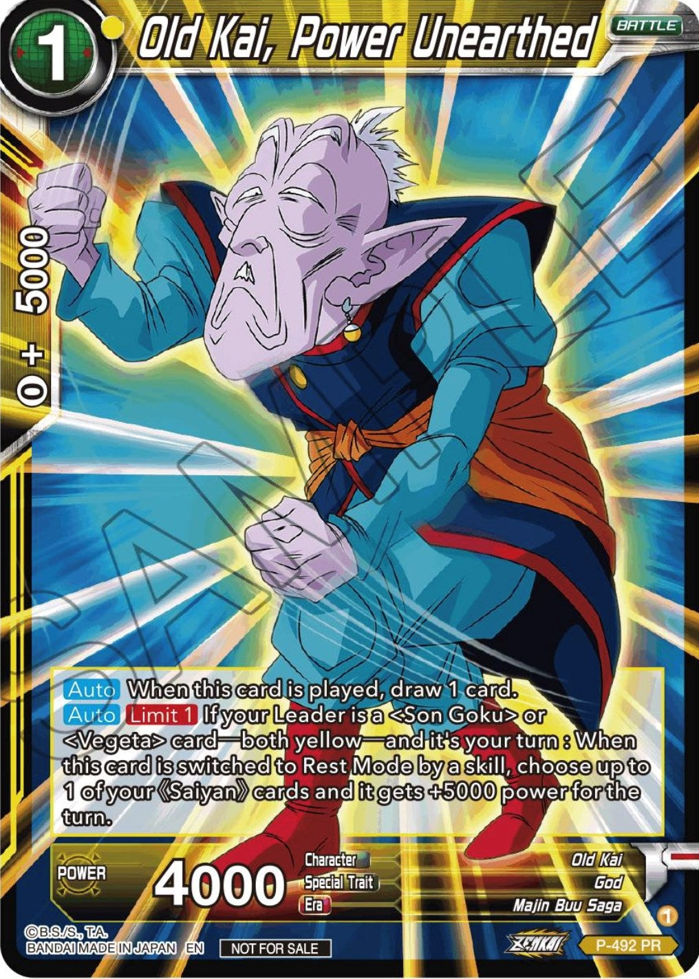Image for Old Kai, Power Unearthed (Zenkai Series Tournament Pack Vol.3) (Tournament Promotion Cards) (P-492) - Dragon Ball Super: Masters