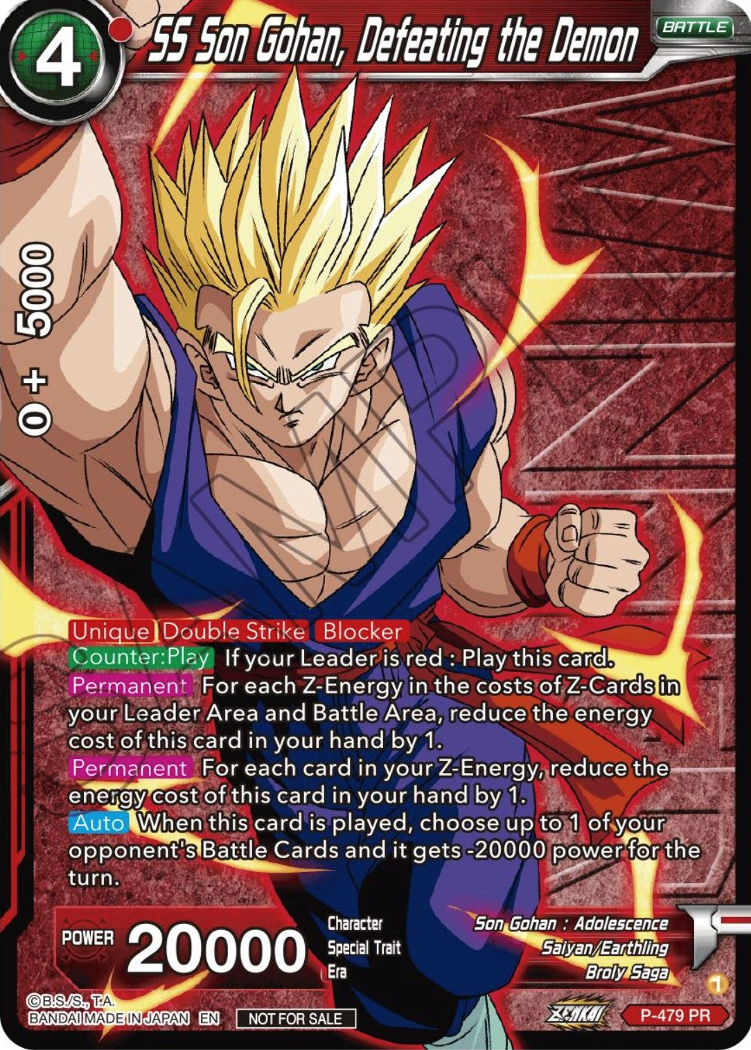 Image for SS Son Gohan, Defeating the Demon (Zenkai Series Tournament Pack Vol.3 Winner) (Tournament Promotion Cards) (P-479) - Dragon Ball Super: Masters