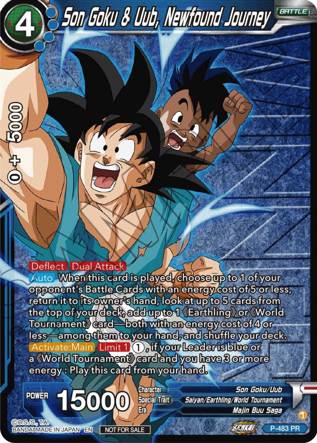 Image for Son Goku & Uub, Newfound Journey (Zenkai Series Tournament Pack Vol.3 Winner) (Tournament Promotion Cards) (P-483) - Dragon Ball Super: Masters