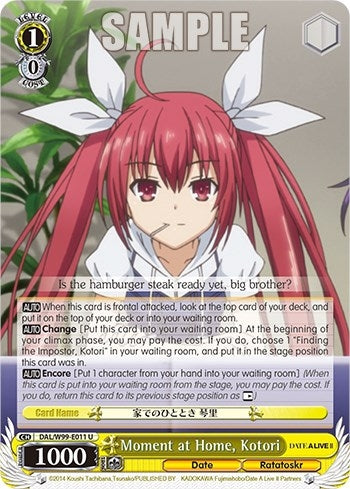 Image for Moment at Home, Kotori (Date A Live Vol.2) (DAL/W99-E011 U) - Weiss Schwarz