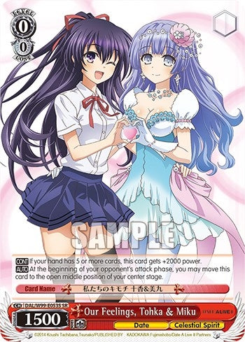 Image for Our Feelings, Tohka & Miku (SR) (Date A Live Vol.2) (DAL/W99-E053S SR) - Weiss Schwarz