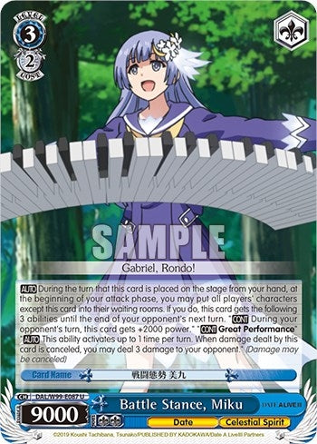 Image for Battle Stance, Miku (Date A Live Vol.2) (DAL/W99-E087 U) - Weiss Schwarz
