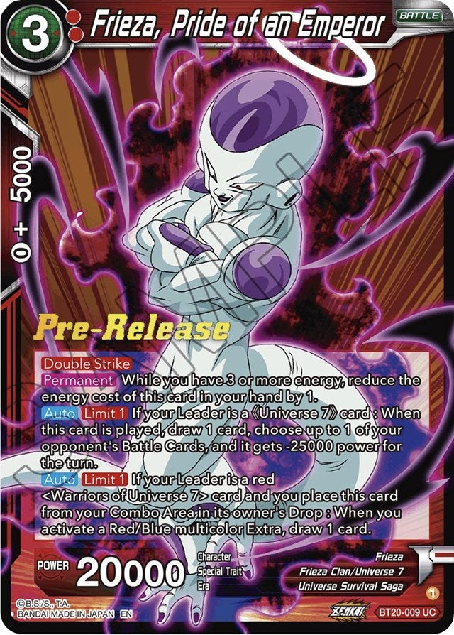 Image for Frieza, Pride of an Emperor (Power Absorbed Pre-Release Cards) (BT20-009) - Dragon Ball Super: Masters
