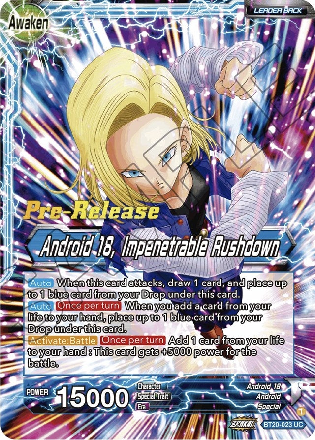 Image for Android 18 // Android 18, Impenetrable Rushdown (Power Absorbed Pre-Release Cards) (BT20-023) - Dragon Ball Super: Masters