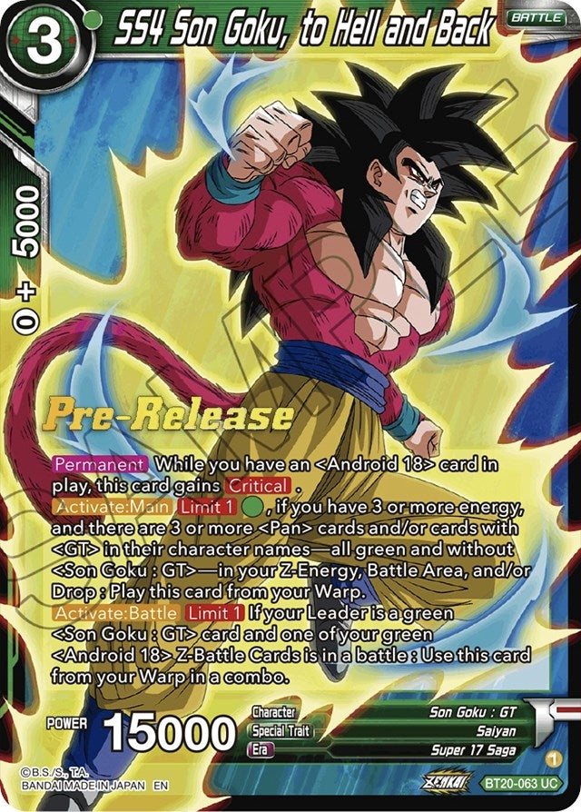 Image for SS4 Son Goku, to Hell and Back (Power Absorbed Pre-Release Cards) (BT20-063) - Dragon Ball Super: Masters